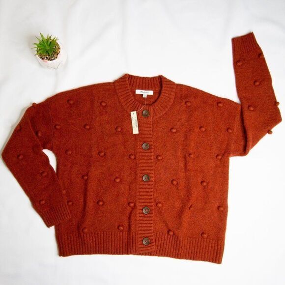 NEW Madewell Bobble Colburne Cardigan Sweater, red, XS - Picture 11 of 16